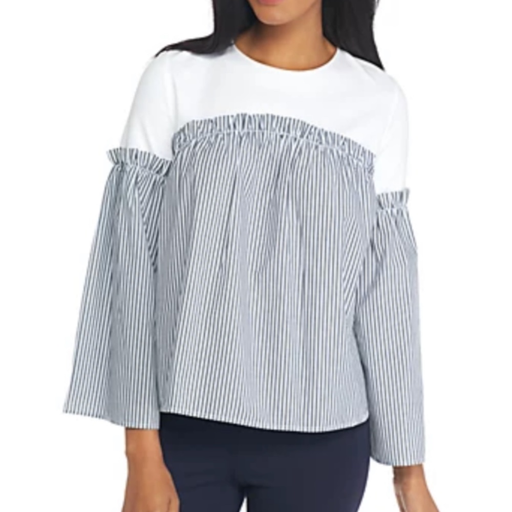 Criwn&Ivy bell sleeve mixed‎ media top. Worn once. 89.50 retail